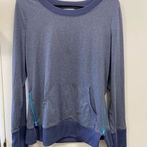 Aspire Medium Heather Blue crewneck Sweatshirt w side zippers in turquoise $39